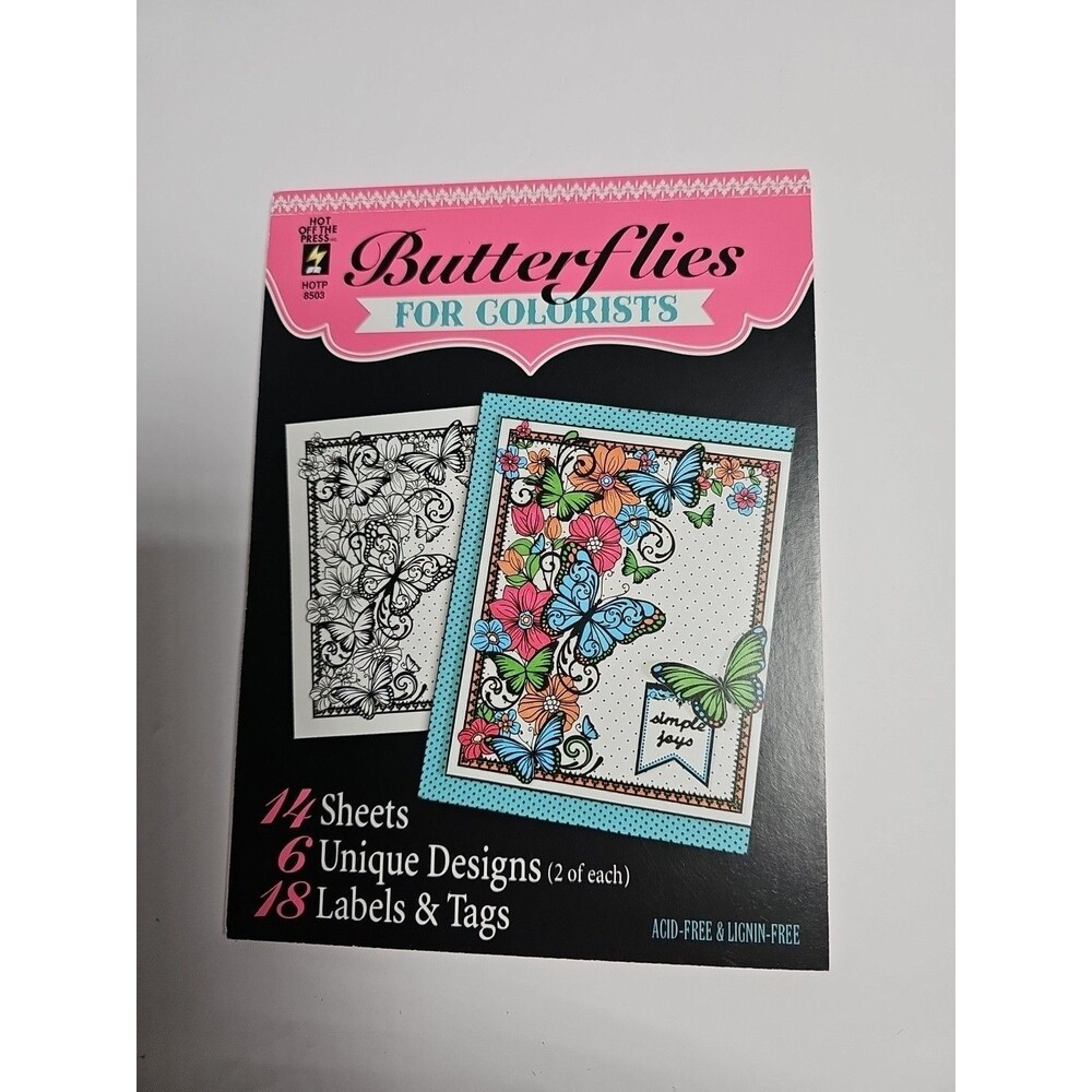 Butterflies for Colorists Coloring Book Set Art Craft Paper Sheets